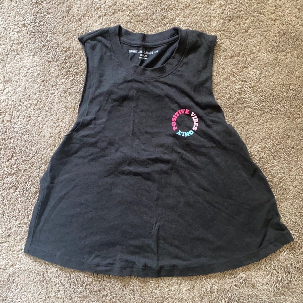 Super cute dark gray muscle tank, worn once and a little cropped